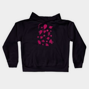 Pink Floral Pressed Flower and Leaf Pattern Kids Hoodie